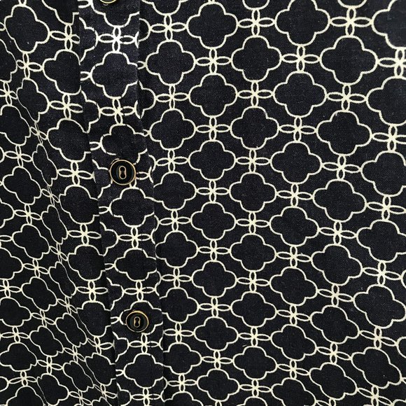 IZOD Women's Petite M Button Down Weekend Shirt, 54% Linen & 46% Rayon, Navy - Picture 6 of 6